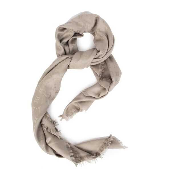 Authentieke Tweedehands Louis Vuitton Verone Chale Monogram Scarf juiste prijs veilig online shoppen luxe merken webshop winkelen Antwerpen België mode fashion