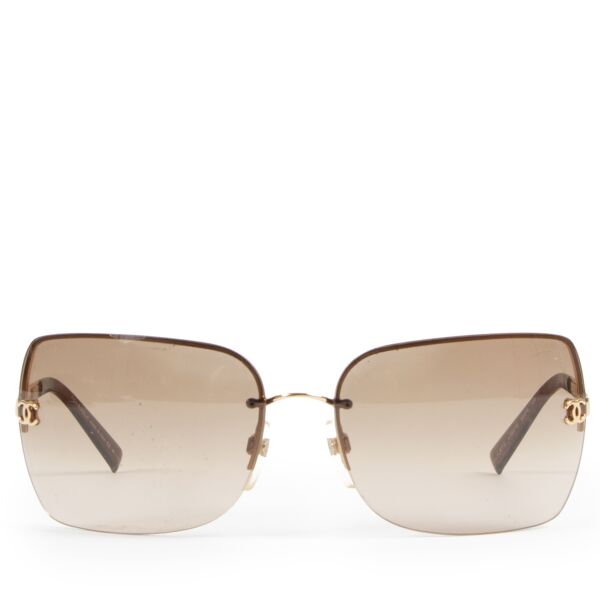 Authentic secondhand Chanel Brown Gradient Rimless Sunglasses designer accessories fashion luxury vintage webshop safe secure online shopping