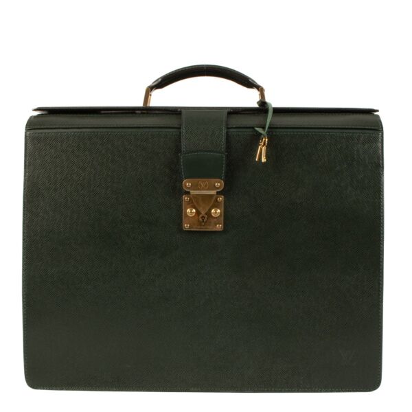 Shop 100% authentic second-hand Louis Vuitton Epicea Green Taiga Leather Oural Briefcase on Labellov.com
