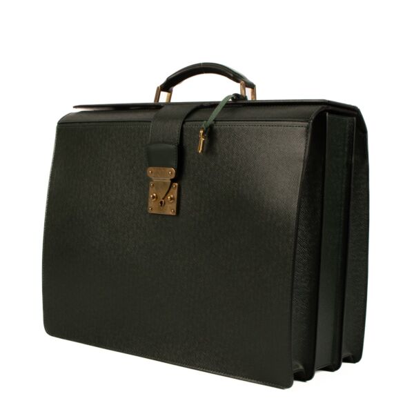 Louis Vuitton Epicea Green Taiga Leather Oural Briefcase