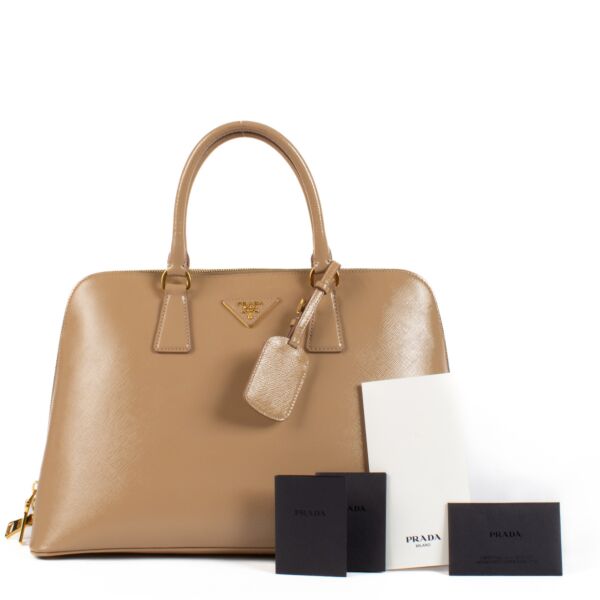 Prada Nude Pink Vernis Leather Top Handle Bag
