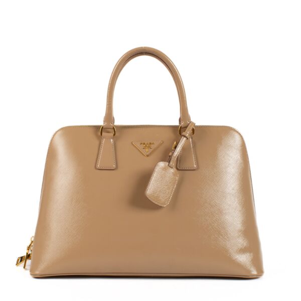 Prada Nude Pink Vernis Leather Top Handle Bag