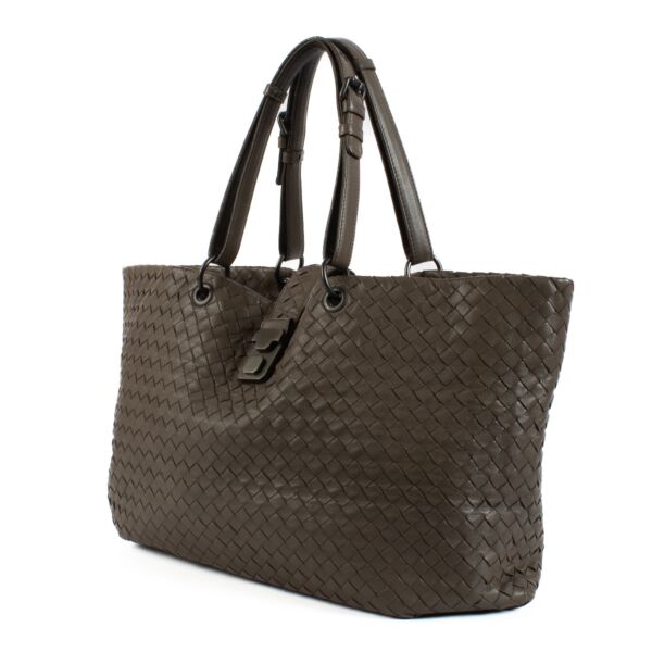 Bottega Veneta Grey Intrecciato Leather Bag