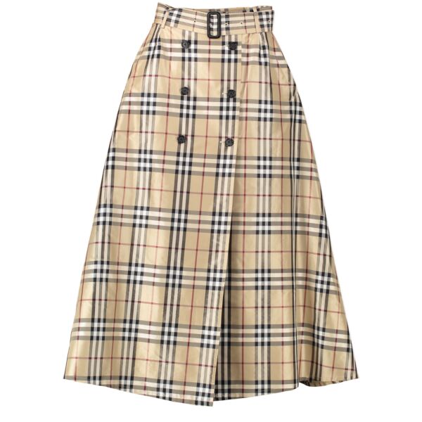 Authentic secondhand Burberry Beige Nova Check Skirt - Size UK 10 designer clothing skirt designer brands fashion luxury vintage webshop safe secure online shopping worldwide shipping delivery