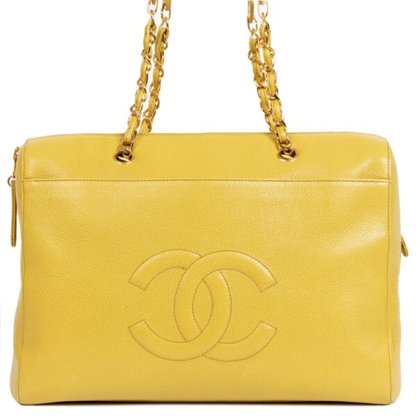 Chanel Mustard Yellow Leather Chain Shoulder Bag for the best price at Labellov