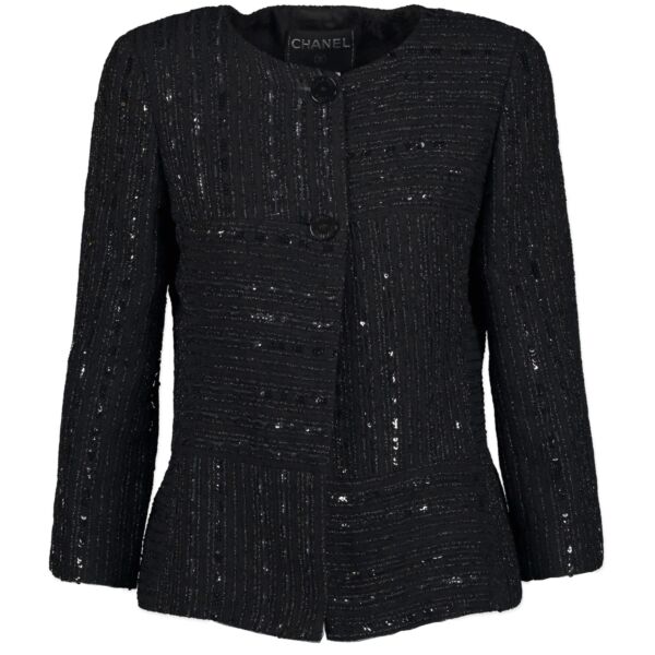 Chanel Black Sequin and Nylon Jacket for the best price at Labellov secondhand luxury in Antwerp