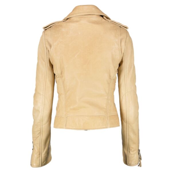 Balenciaga Beige Lambskin Motorcycle Jacket - Size 38