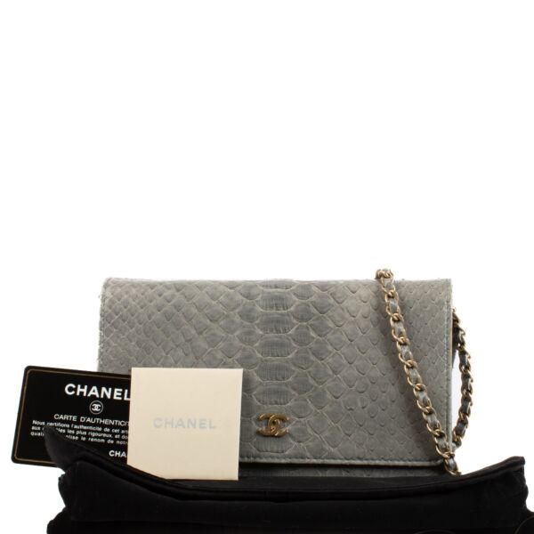 Chanel Blue Python Leather Wallet On Chain