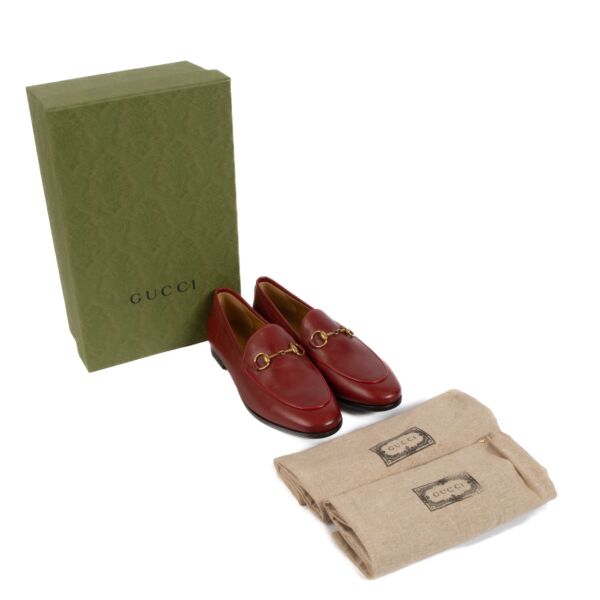 Gucci Burgundy Leather Horsebit Loafers - Size 36