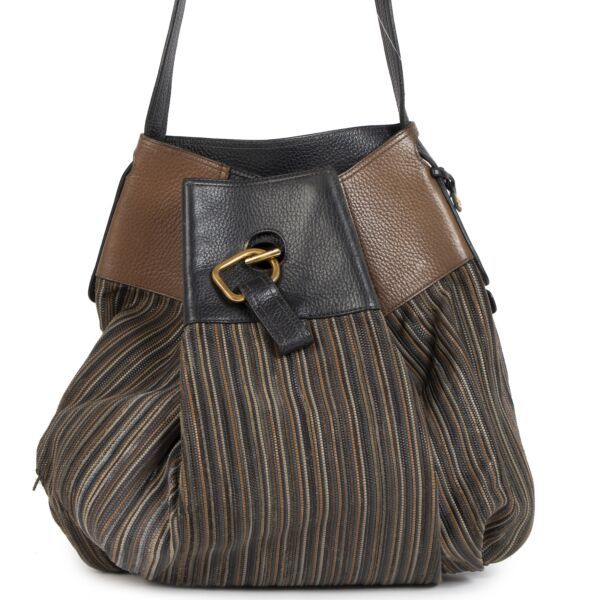 Authentieke tweedehands Delvaux Brown Toile De Cuir Faust Bag aan de juiste prijs veilig online bij LabelLOV webshop luwe merken winkelen Antwerpen België 