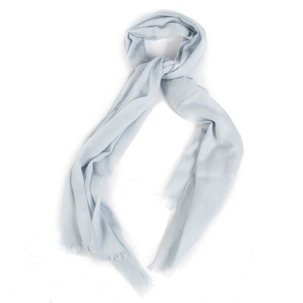 Gucci Pastel Blue Wool Silk GG Guccissima Scarf