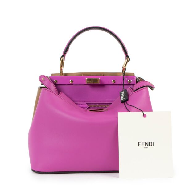 Fendi Purple & Beige Leather Peekaboo Mini Bag