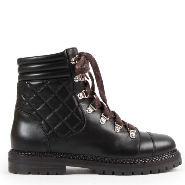Chanel Black Leather Hiking Boots