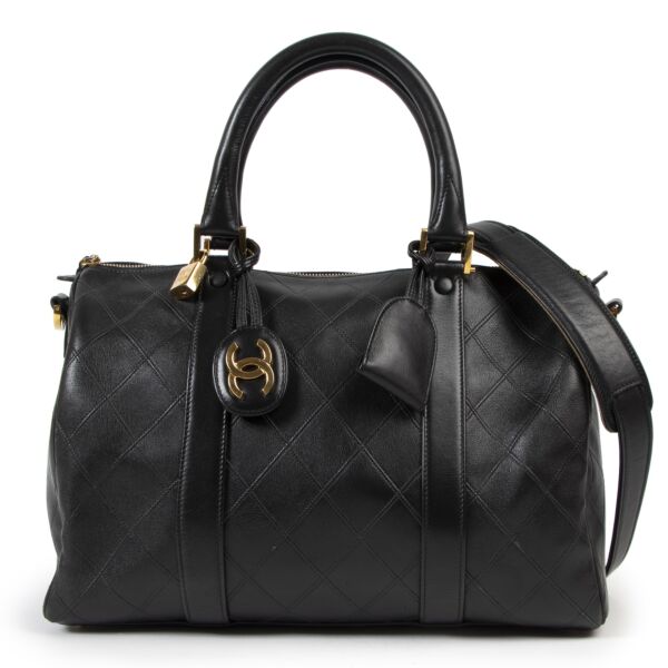 Chanel Black Leather Boston Bag 