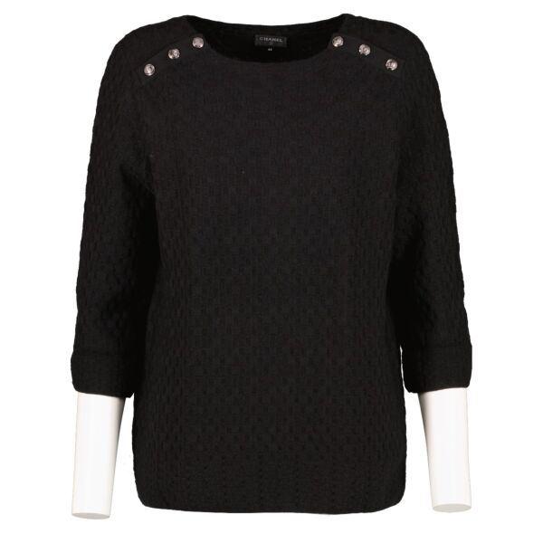 Chanel 18A Black Cashmere Blend Ikari Button Sweater P59203K0775594305
