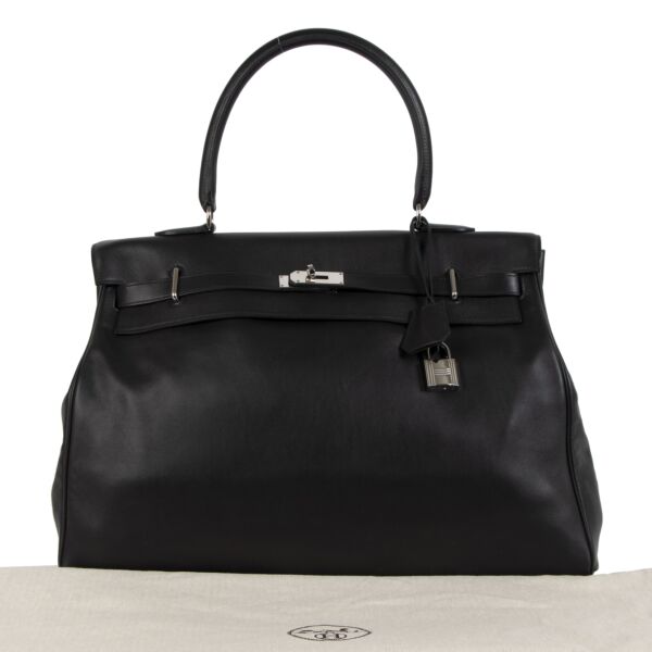 Hermès Kelly Relax 50 Travel Bag Black Sikkim Leather PHW