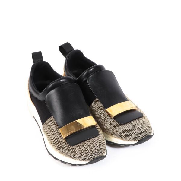Sergio Rossi SR1 Running Black Gold Sneakers - Size 36