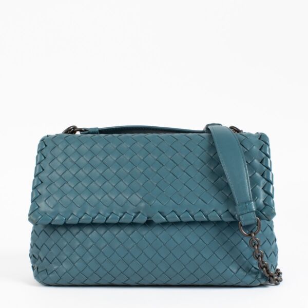 shop 100% authentic second hand Bottega Veneta Blue Olimpia Crossbody Bag on Labellov.com