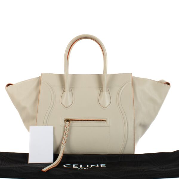 Celine White Medium Luggage Phantom Top Handle Bag