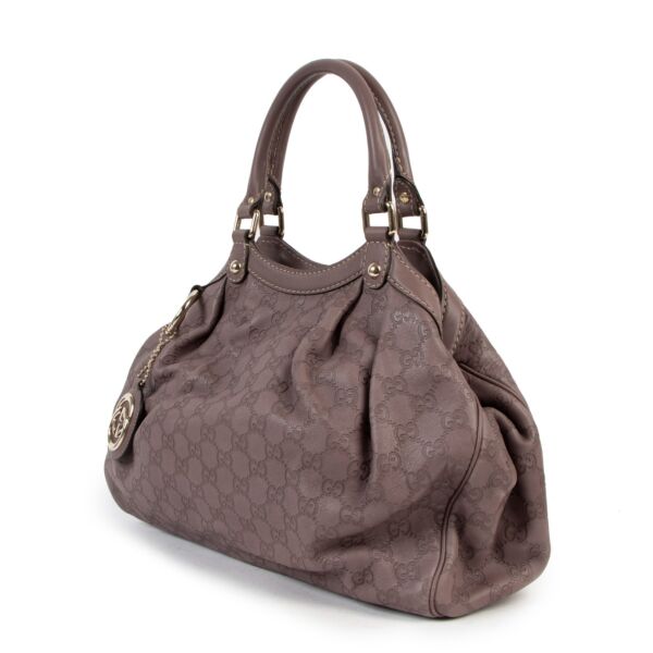 Gucci Purple Guccissima Medium Sukey Satchel Bag 