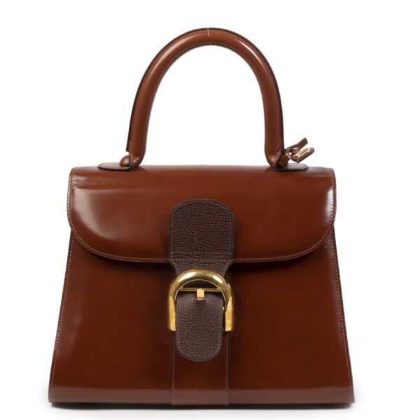 Delvaux Brown Bicolor Patent Brillant PM Bag koop tweedehands  online 
