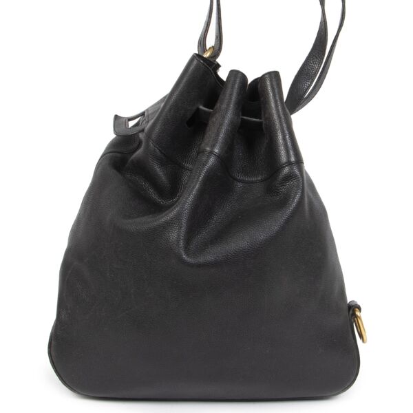 Authentic secondhand Delvaux Black Leather Bucket Bag designer bags designer brands fashion luxury vintage webshop safe secure online shopping worldwide shipping