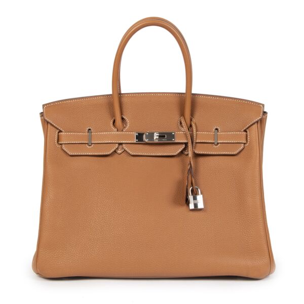 Hermes Birkin 35cm Gold Togo GHW aan de juiste prijs online in alle veiligheid bij LabelLOV Antwerpen België tweedehands luxe merken 