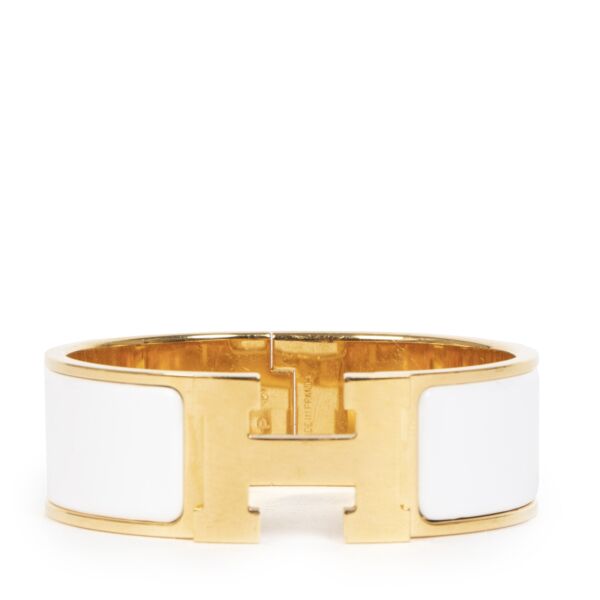 Authentieke Tweedehands Hermès White Clic Clac Bracelet Small juiste prijs veilig online shoppen luxe merken webshop winkelen Antwerpen België mode fashion