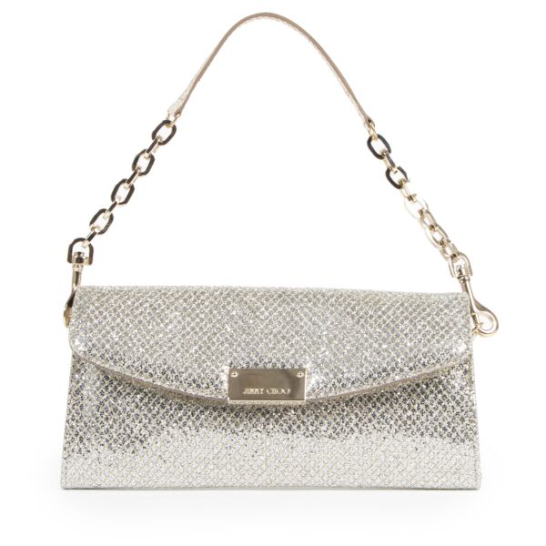 acheter en linge seconde main Jimmy Choo Silver Glitter Clutch