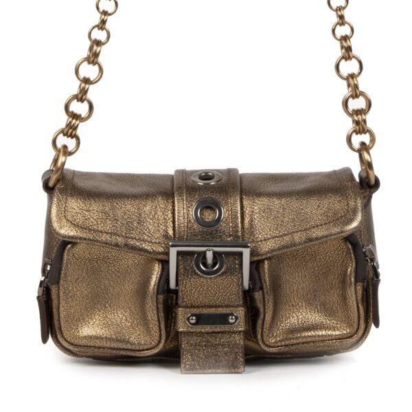 Authentic second-hand vintage Prada Bronze Sandalo Mini Pocket Bag buy online webshop LabellOV