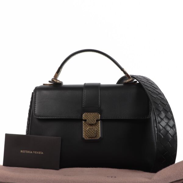 Bottega Veneta Black Intrecciato Piazza Crossbody Bag 
