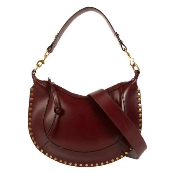 Isabel Marant Burgundy Leather Studded Naoko Hobo Bag