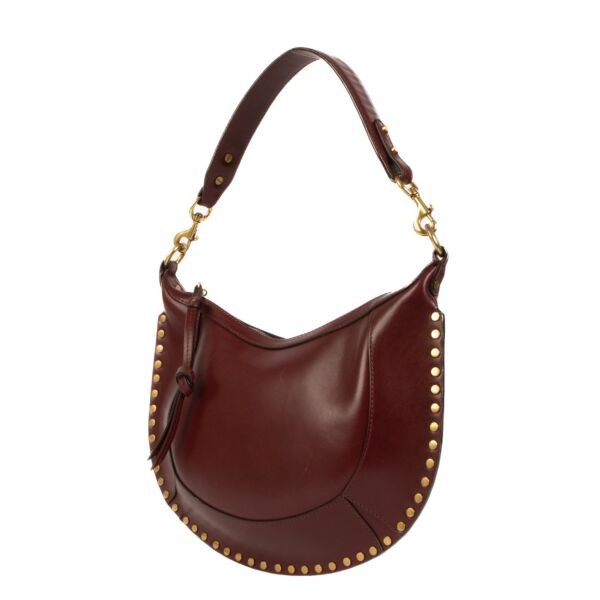 Isabel Marant Burgundy Leather Studded Naoko Hobo Bag