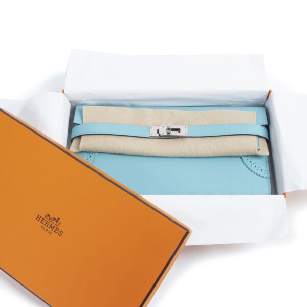 Hermès Kelly Ghillies Classic Wallet Blue Atoll Swift PHW
