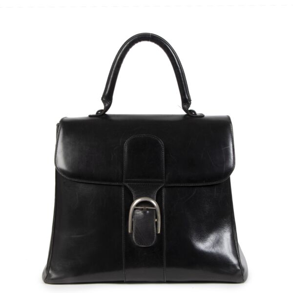 Authentic secondhand Delvaux Black Leather Brillant GM designer bags designer brands fashion luxury vintage webshop safe secure online shopping worldwide shipping Antwerp Belgium