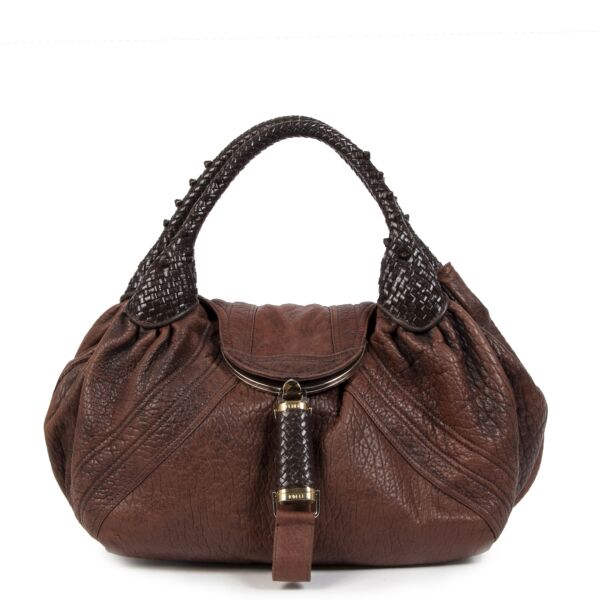 Authentic secondhand Fendi Brown Leather Hobo "Spy" Bag designer bags designer brands fashion luxury vintage webshop safe secure online shopping worldwide shipping delivery
