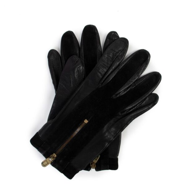 Delvaux Black Leather Gloves 