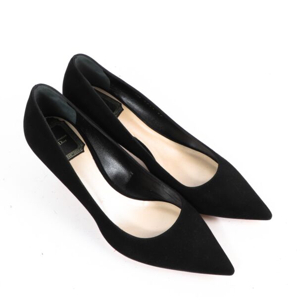 Christian Dior Black Suede Kitten Heels - Size 37