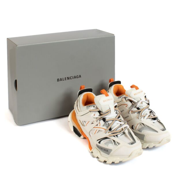Balenciaga White/Orange Track Sneakers - Size 40