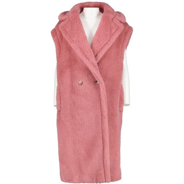 Max Mara Gettata Pink Long Alpaca Teddy Vest for the best price at Labellov secondhand luxury