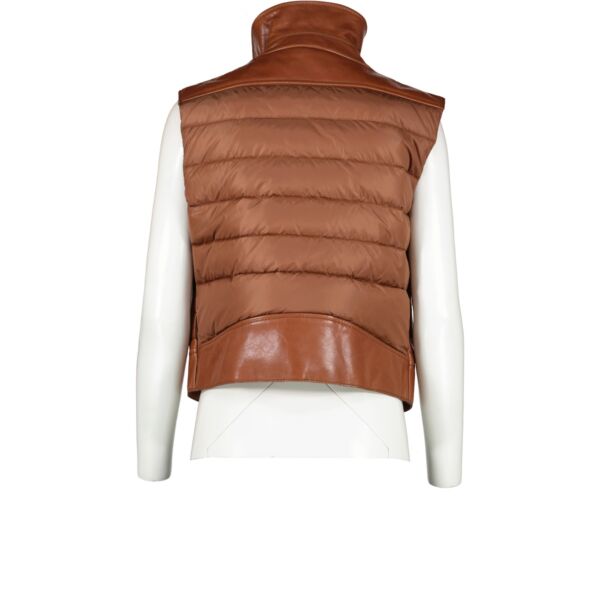 Moncler Brown Rodeia Padded Leather Gilet - Size 3