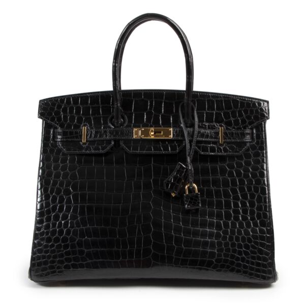 very rare Hermès Birkin 35 crocodile porosus black GHW right now online at labellov.com in antwerp 