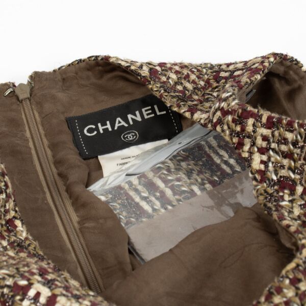 Chanel 12A Brown Tweed Dress - Size 38