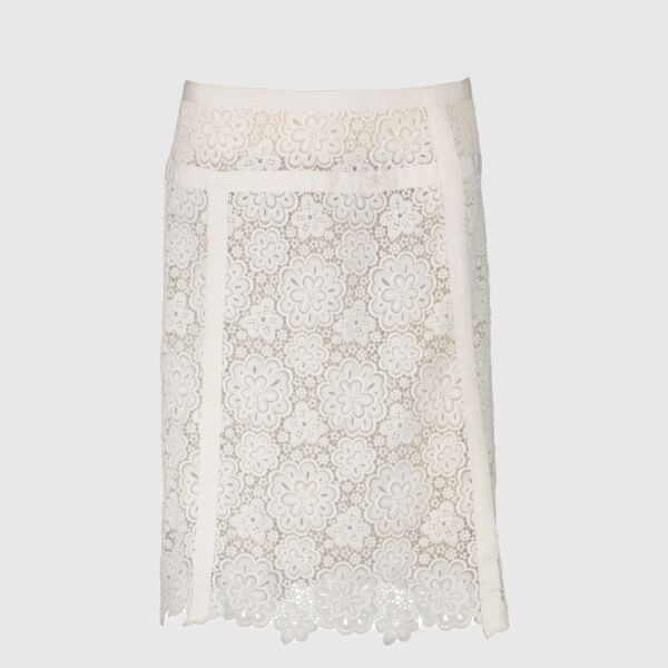 shop 100% authentic second hand Chanel White Lace Skirt - Size 46 on Labellov.com