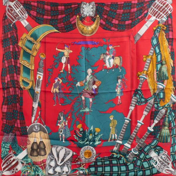 Hermès Carré 90 Scotland Ledoux Silk Scarf