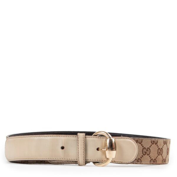 Gucci Beige Monogram Belt - size 85
