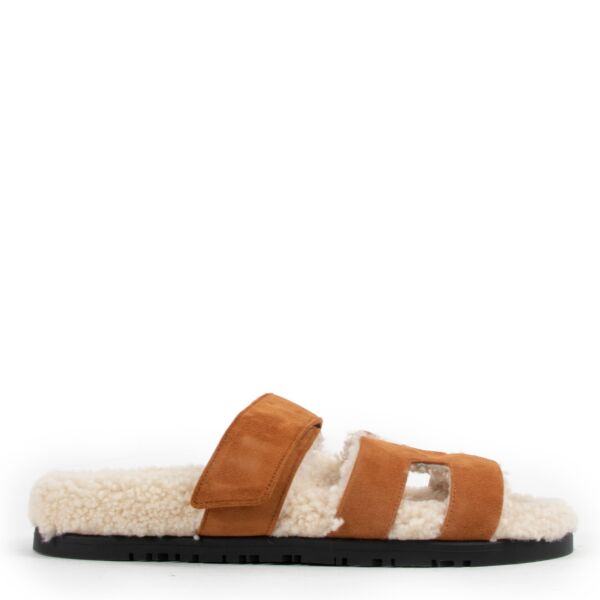 Hermès Chypre Shearling Sandals - Size 37 for the best price at Labellov secondhand luxury