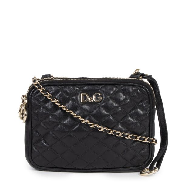 Authentieke Tweedehands Dolce & Gabbana Lily Glam Black Crossbody Bag juiste prijs veilig online shoppen luxe merken webshop winkelen Antwerpen België mode fashion