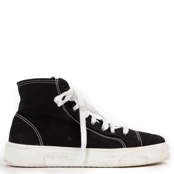 Miu Miu Black High-top Canvas Sneakers - Size 37.5