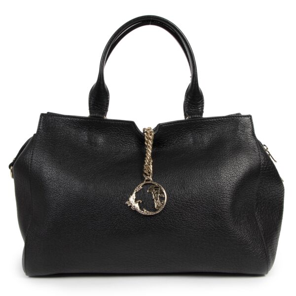 Authentic secondhand Versace Black Vitello Stampa Bufalo Bag designer bags designer brands luxury vintage webshop fashion luxury vintage webshop online shopping